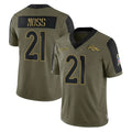 Vanessashop D.Broncos #21 Riley Moss Player Olive Salute To Service Limited Game Stitched Jerseys