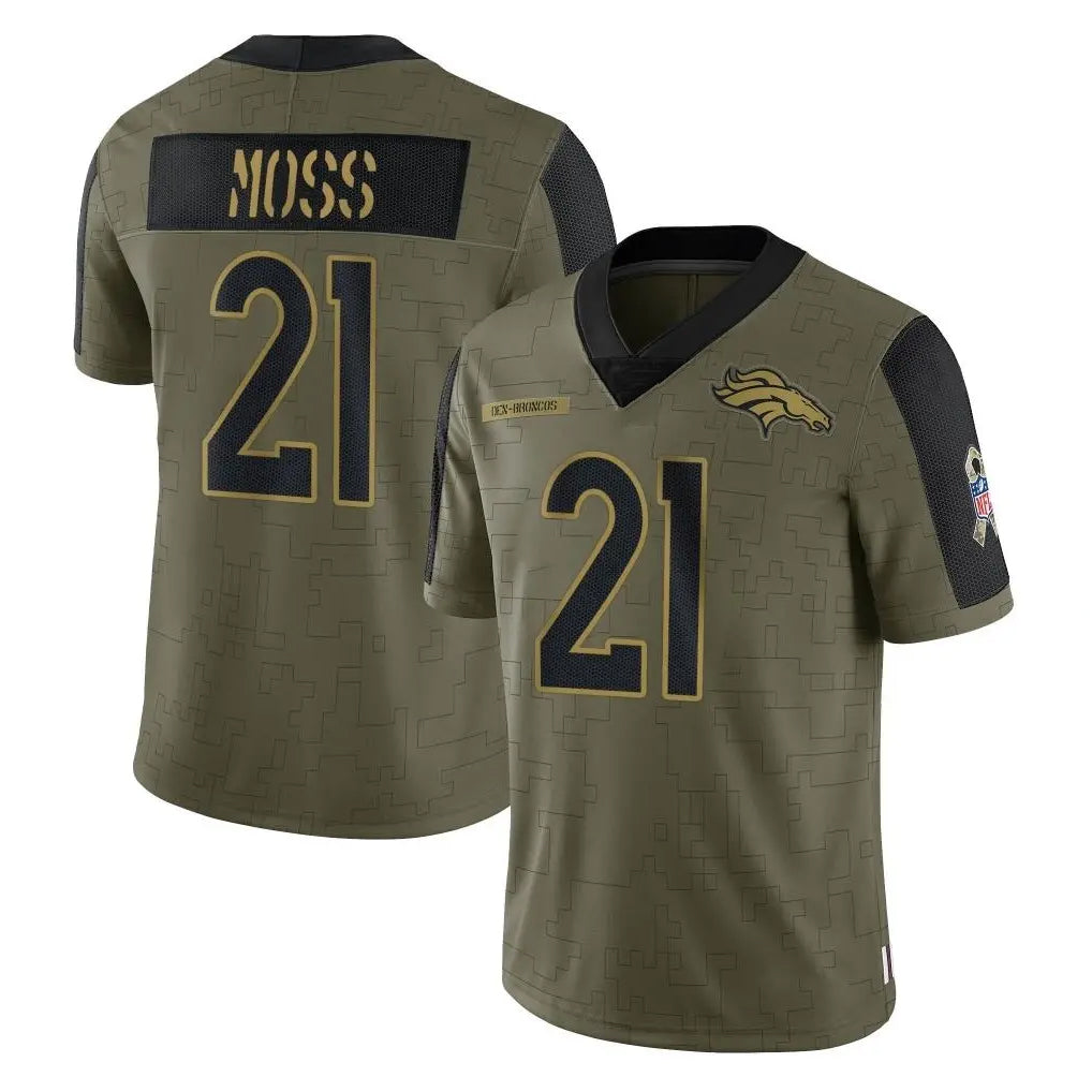 Vanessashop D.Broncos #21 Riley Moss Player Olive Salute To Service Limited Game Stitched Jerseys