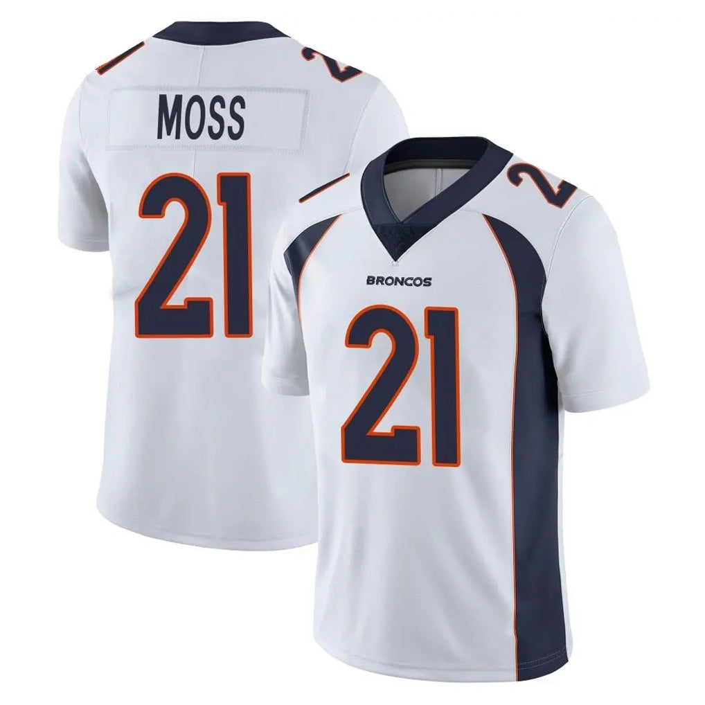 Vanessashop D.Broncos #21 Riley Moss Player White Vapor Untouchable Limited Home Game Stitched Jerseys
