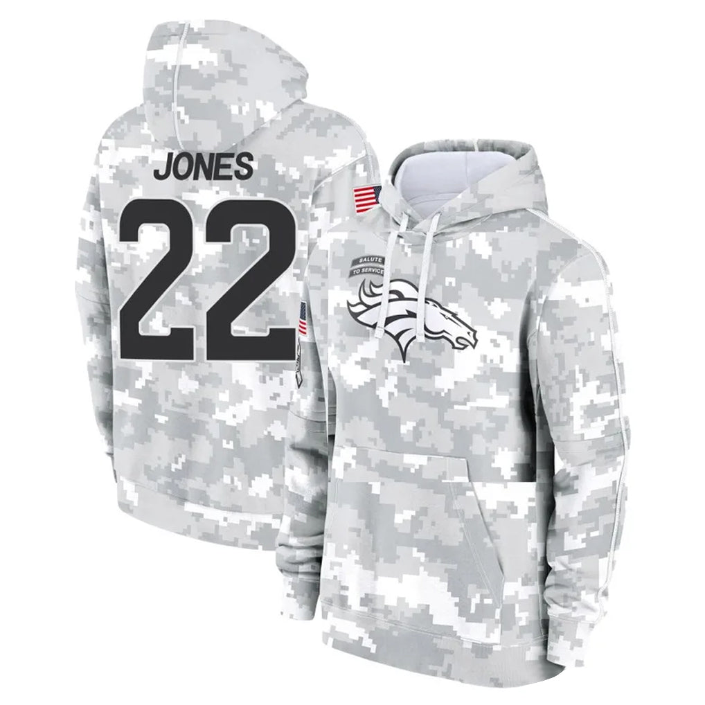 Vanessashop D.Broncos #22 Brandon Jones Player Arctic Camo Salute to Service Hoodies Limited Game Stitched Jerseys