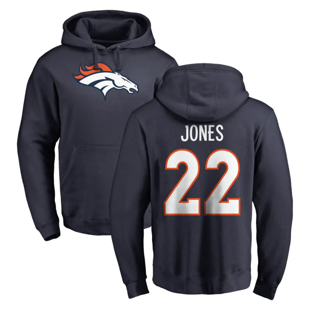 Vanessashop D.Broncos #22 Brandon Jones Player Navy Pullover Hoodie Limited Stitched Jerseys