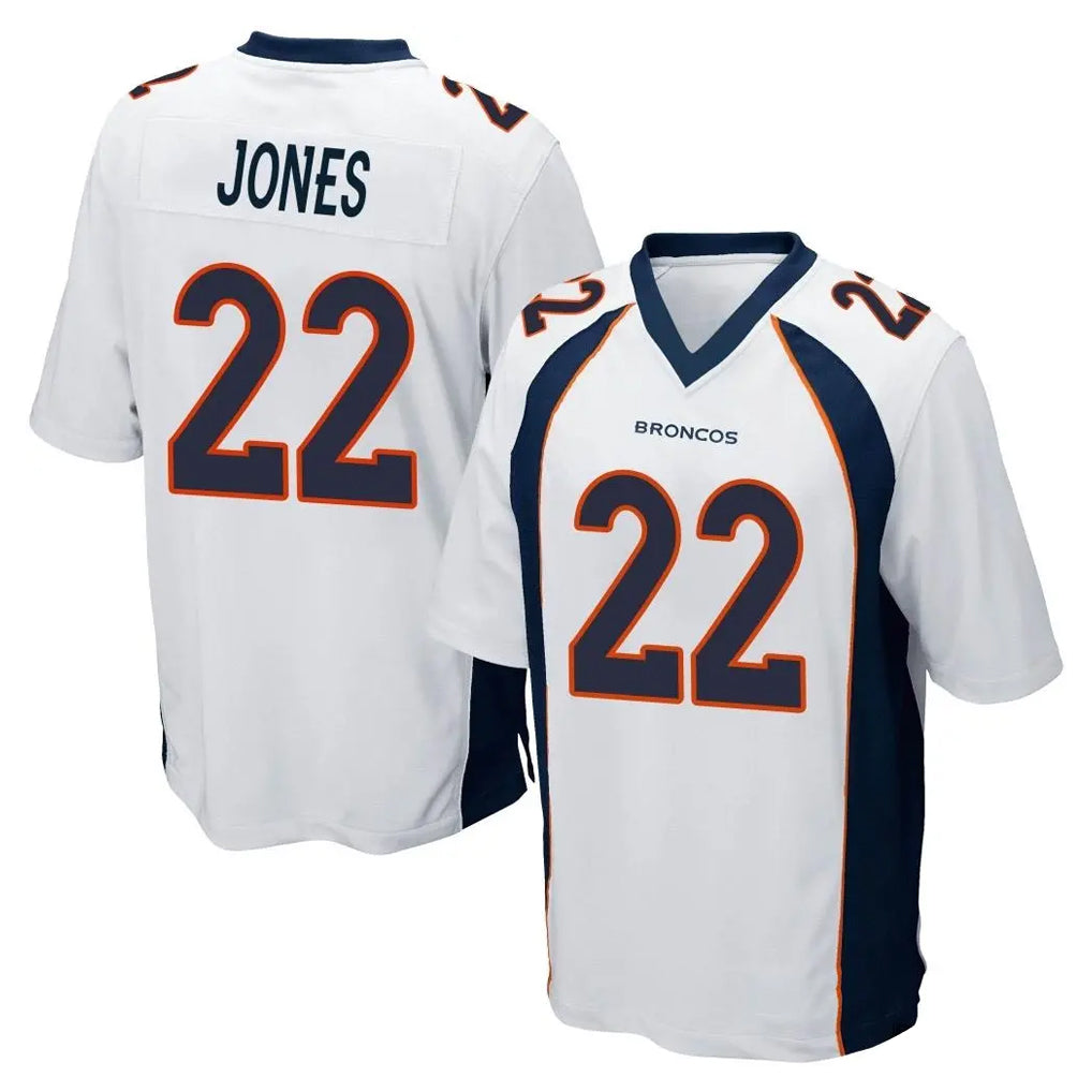 Vanessashop D.Broncos #22 Brandon Jones Player White Game Stitched Jerseys