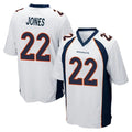 Vanessashop D.Broncos #22 Brandon Jones Player White Game Stitched Jerseys