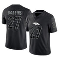 Vanessashop D.Broncos #27 J.K. Dobbins Player Black Reflective Limited Stitched Jerseys