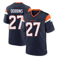 Vanessashop D.Broncos #27 J.K. Dobbins Player Navy Home Game Stitched Jerseys