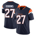 Vanessashop D.Broncos #27 J.K. Dobbins Player Navy Limited Vapor F.U.S.E. Home Game Stitched Jerseys