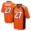 Vanessashop D.Broncos #27 J.K. Dobbins Player Orange Color Home Game Stitched Jerseys