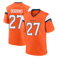 Vanessashop D.Broncos #27 J.K. Dobbins Player Orange Home Game Stitched Jerseys