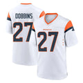 Vanessashop D.Broncos #27 J.K. Dobbins Player White Home Game Stitched Jerseys