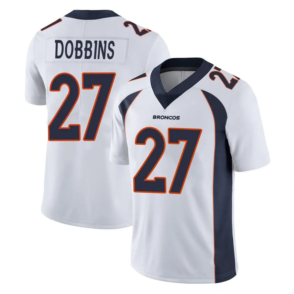 Vanessashop D.Broncos #27 J.K. Dobbins Player White Vapor Untouchable Limited Home Game Stitched Jerseys