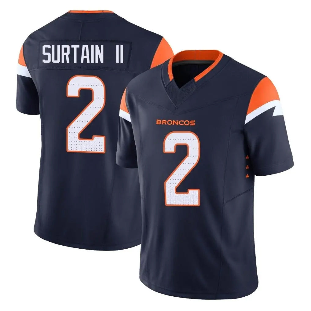Vanessashop D.Broncos #2 Pat Surtain II Player Navy Limited Vapor F.U.S.E. Home Game Stitched Jerseys