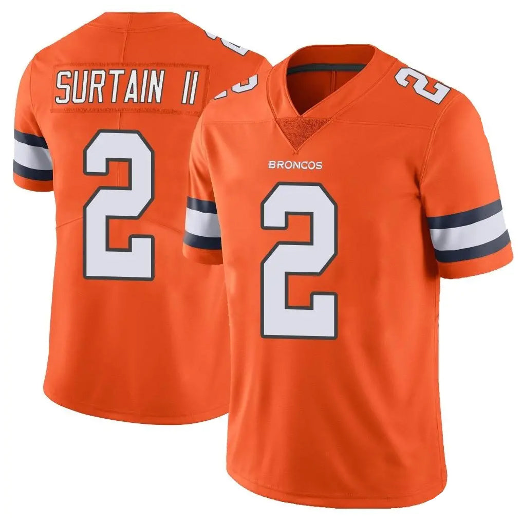 Vanessashop D.Broncos #2 Pat Surtain II Player Orange Vapor Untouchable Limited Home Game Stitched Jerseys