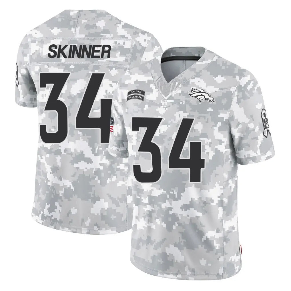 Vanessashop D.Broncos #34 JL Skinner Player Arctic Camo Salute To Service Limited Stitched Jerseys
