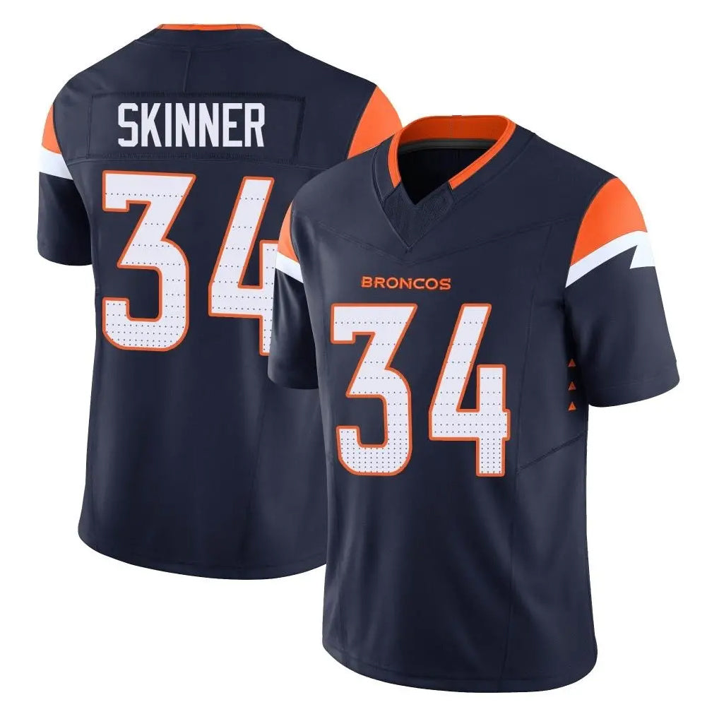 Vanessashop D.Broncos #34 JL Skinner Player Navy Limited Vapor F.U.S.E. Home Game Stitched Jerseys