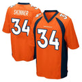 Vanessashop D.Broncos #34 JL Skinner Player Orange Color Home Game Stitched Jerseys