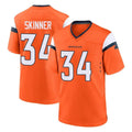 Vanessashop D.Broncos #34 JL Skinner Player Orange Home Game Stitched Jerseys