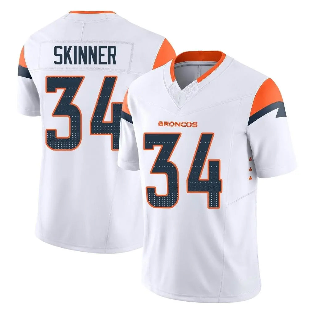 Vanessashop D.Broncos #34 JL Skinner Player White Limited Vapor F.U.S.E. Home Game Stitched Jerseys