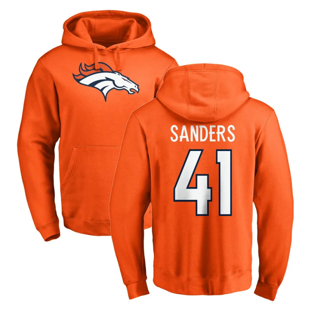 Vanessashop D.Broncos #41 Drew Sanders Player Orange Pullover Hoodie Limited Stitched Jerseys