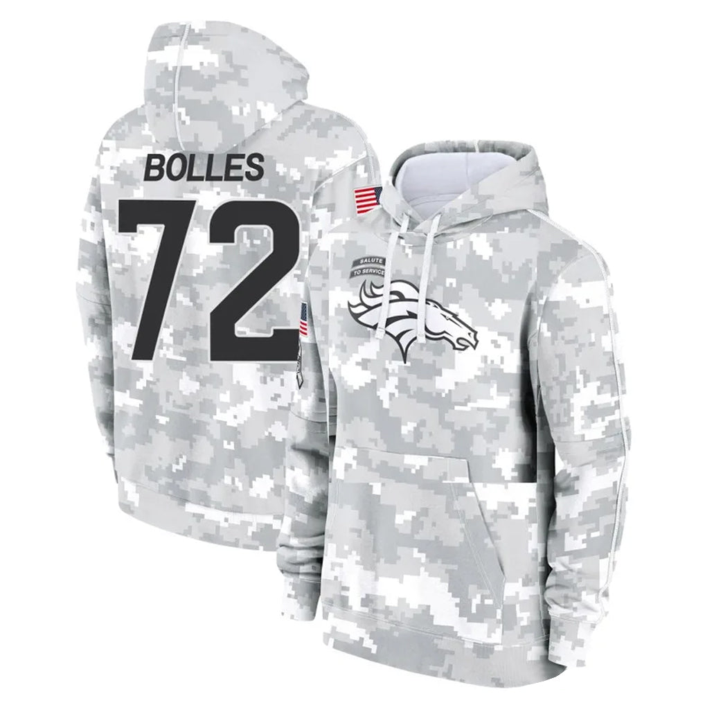 Vanessashop D.Broncos #72 Garett Bolles Player Arctic Camo Salute to Service Hoodies Limited Game Stitched Jerseys