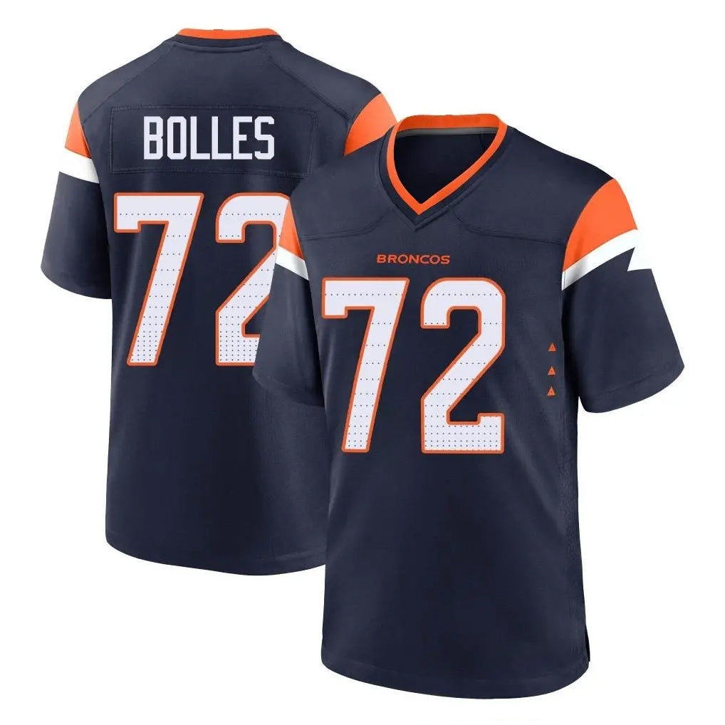 Vanessashop D.Broncos #72 Garett Bolles Player Navy Home Game Stitched Jerseys