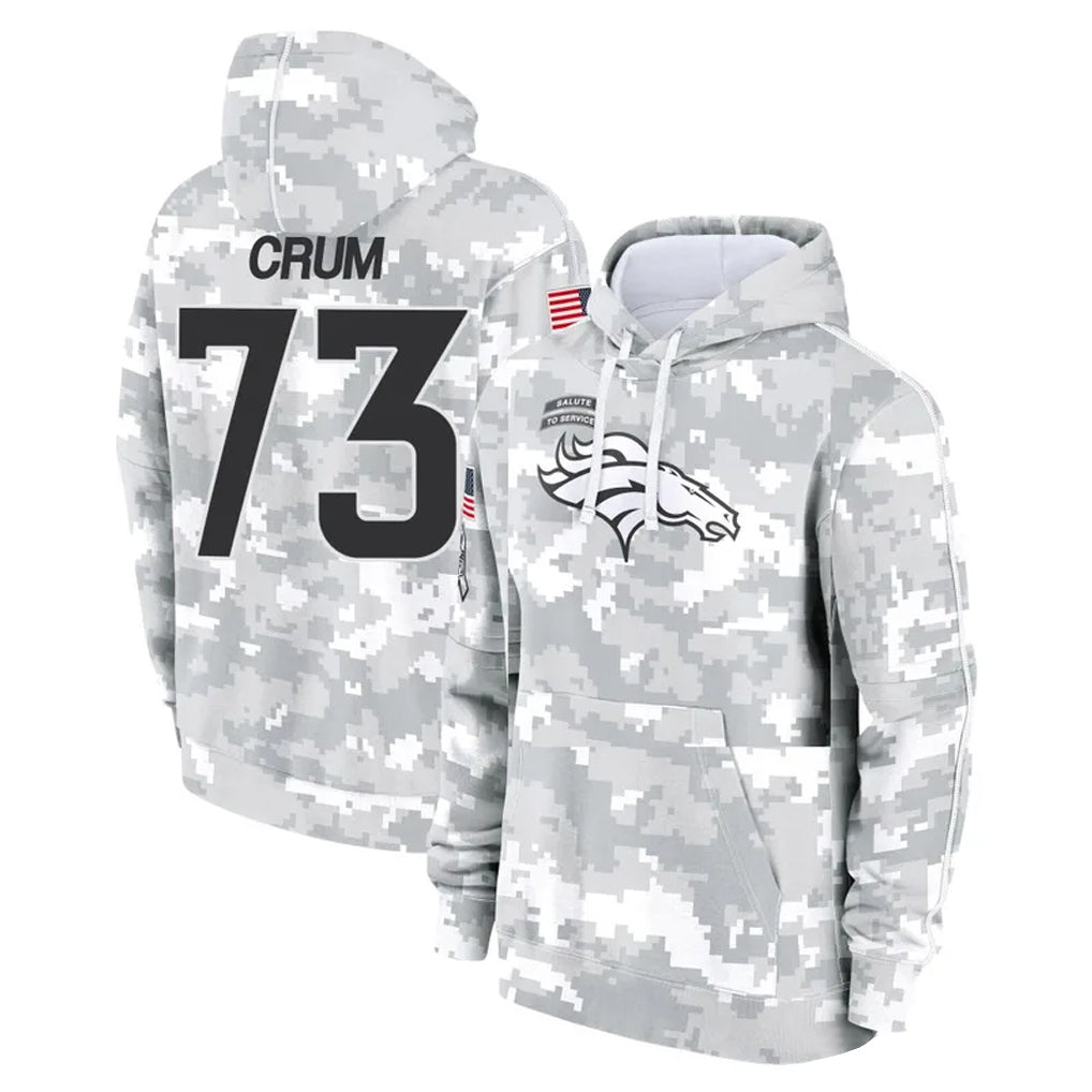 Vanessashop D.Broncos #73 Frank Crum Player Arctic Camo Salute to Service Hoodies Limited Game Stitched Jerseys