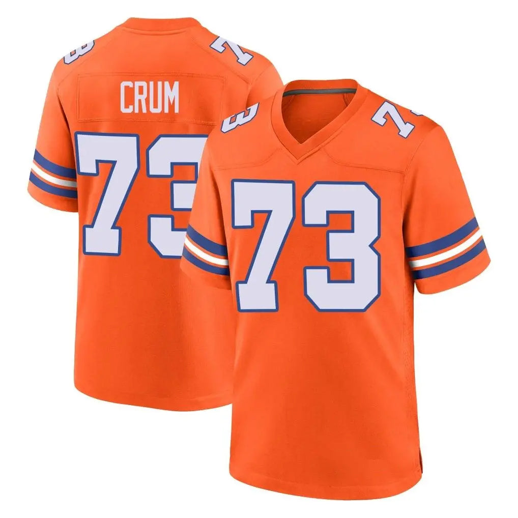 Vanessashop D.Broncos #73 Frank Crum Player Orange Alternate Collection Throwback Game Stitched Jerseys