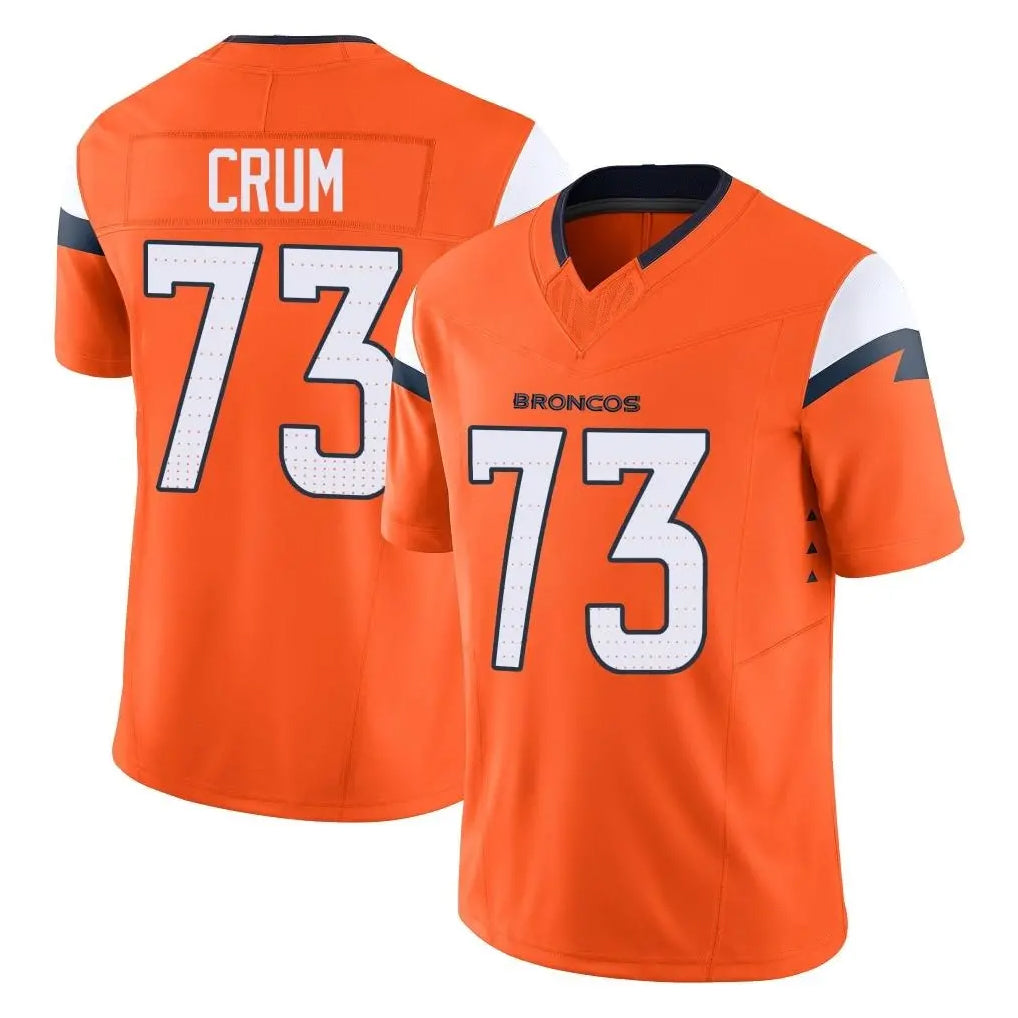 Vanessashop D.Broncos #73 Frank Crum Player Orange Vapor F.U.S.E. Limited Home Game Stitched Jerseys