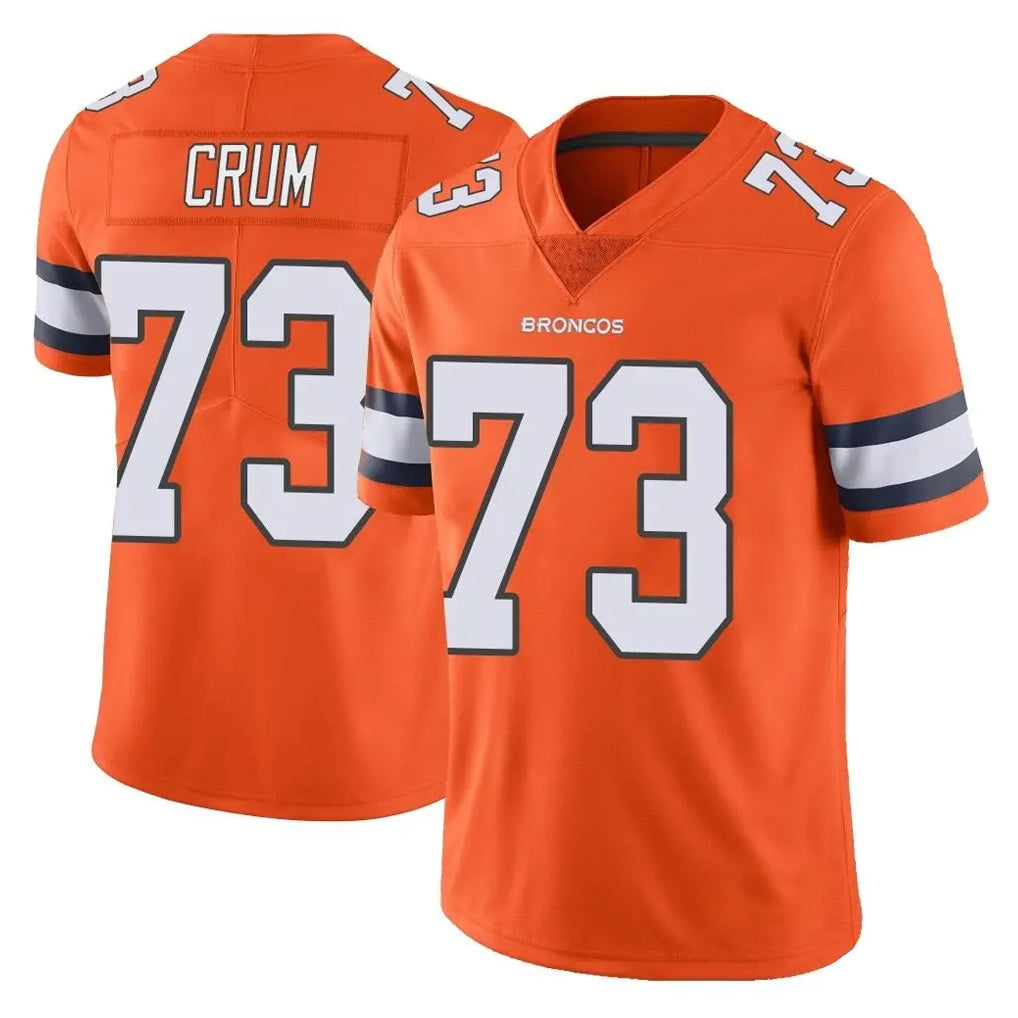 Vanessashop D.Broncos #73 Frank Crum Player Orange Vapor Untouchable Limited Home Game Stitched Jerseys