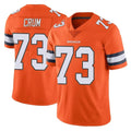 Vanessashop D.Broncos #73 Frank Crum Player Orange Vapor Untouchable Limited Home Game Stitched Jerseys