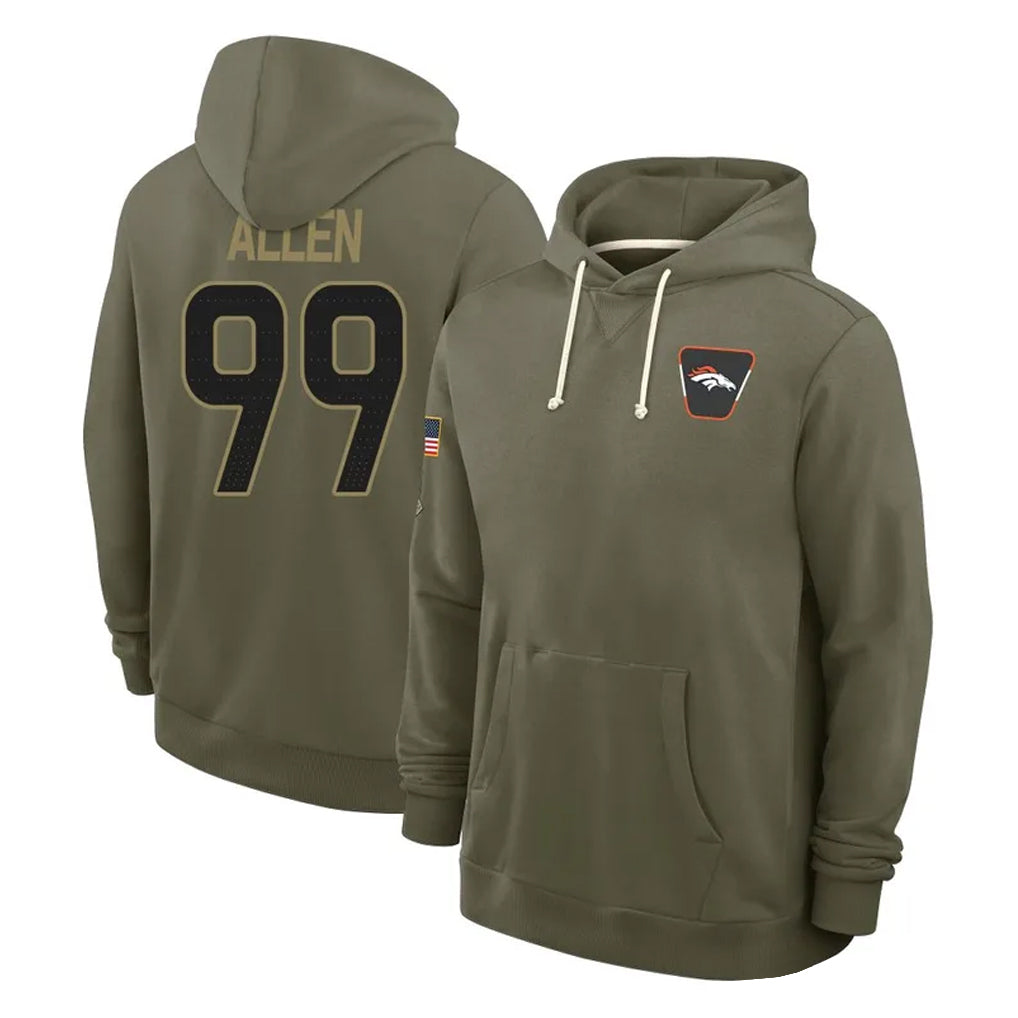 Vanessashop D.Broncos #99 Zach Allen Player Olive Salute to Service Pullover Hoodies Limited Stitched Jerseys