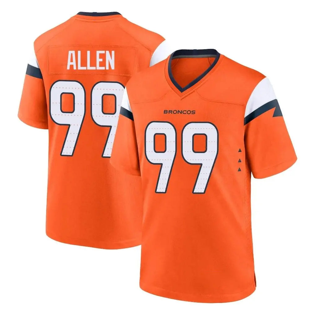 Vanessashop D.Broncos #99 Zach Allen Player Orange Home Game Stitched Jerseys