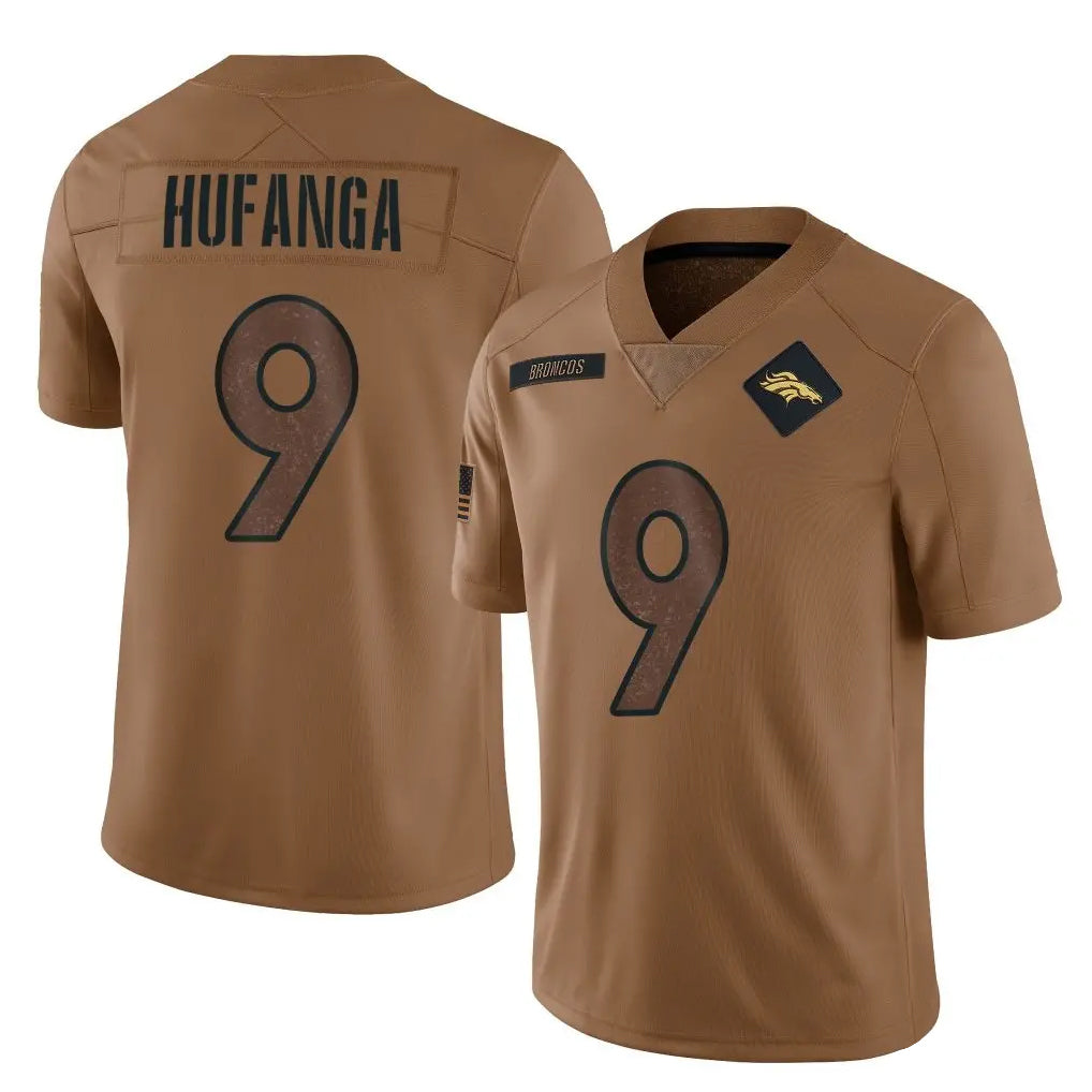 Vanessashop D.Broncos #9 Talanoa Hufanga Player Brown Salute To Service Limited Stitched Jerseys