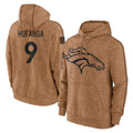 Vanessashop D.Broncos #9 Talanoa Hufanga Player Brown Salute to Service Hoodies Limited Game Stitched Jerseys