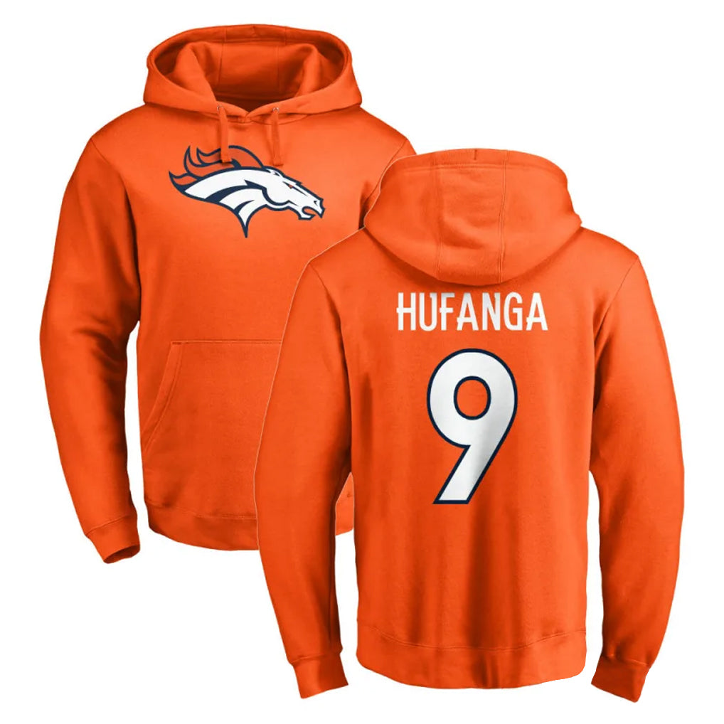 Vanessashop D.Broncos #9 Talanoa Hufanga Player Orange Pullover Hoodie Limited Stitched Jerseys