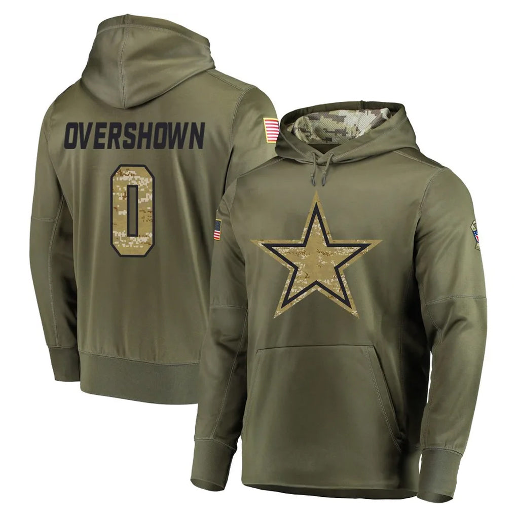Vanessashop D.Cowboys #0 DeMarvion Overshown Player Olive Salute to Service Pullover Hoodies Home Game Stitched Jerseys