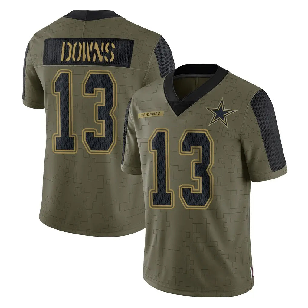 Vanessashop D.Cowboys #13 Caleb Downs Player Olive Salute to Service Limited Home Game Stitched Jerseys