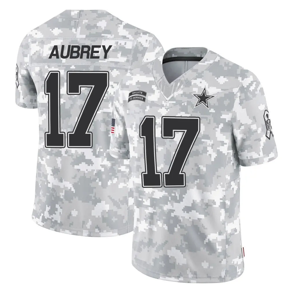 Vanessashop D.Cowboys #17 Brandon Aubrey Player Arctic Camo Salute to Service Limited Home Game Stitched Jerseys