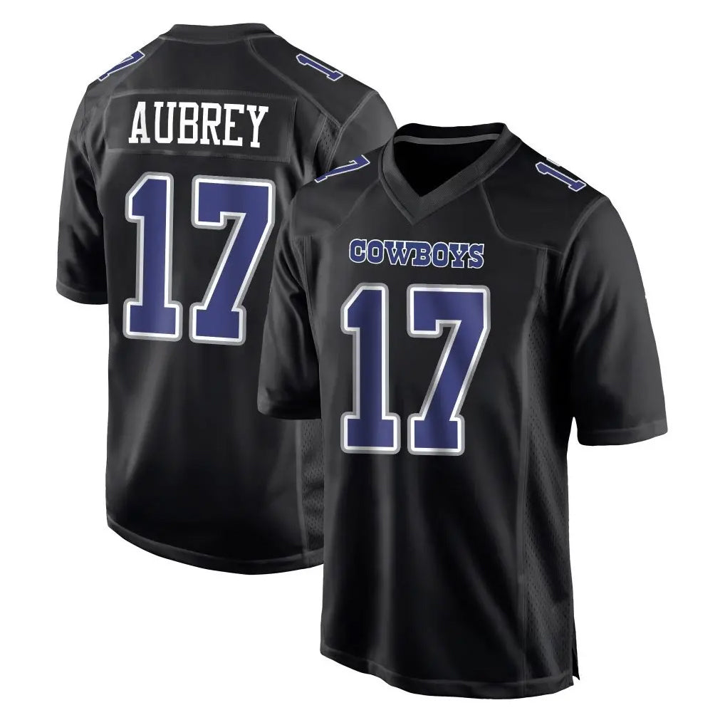 Vanessashop D.Cowboys #17 Brandon Aubrey Player Carbon Black Fashion Home Game Stitched Jerseys