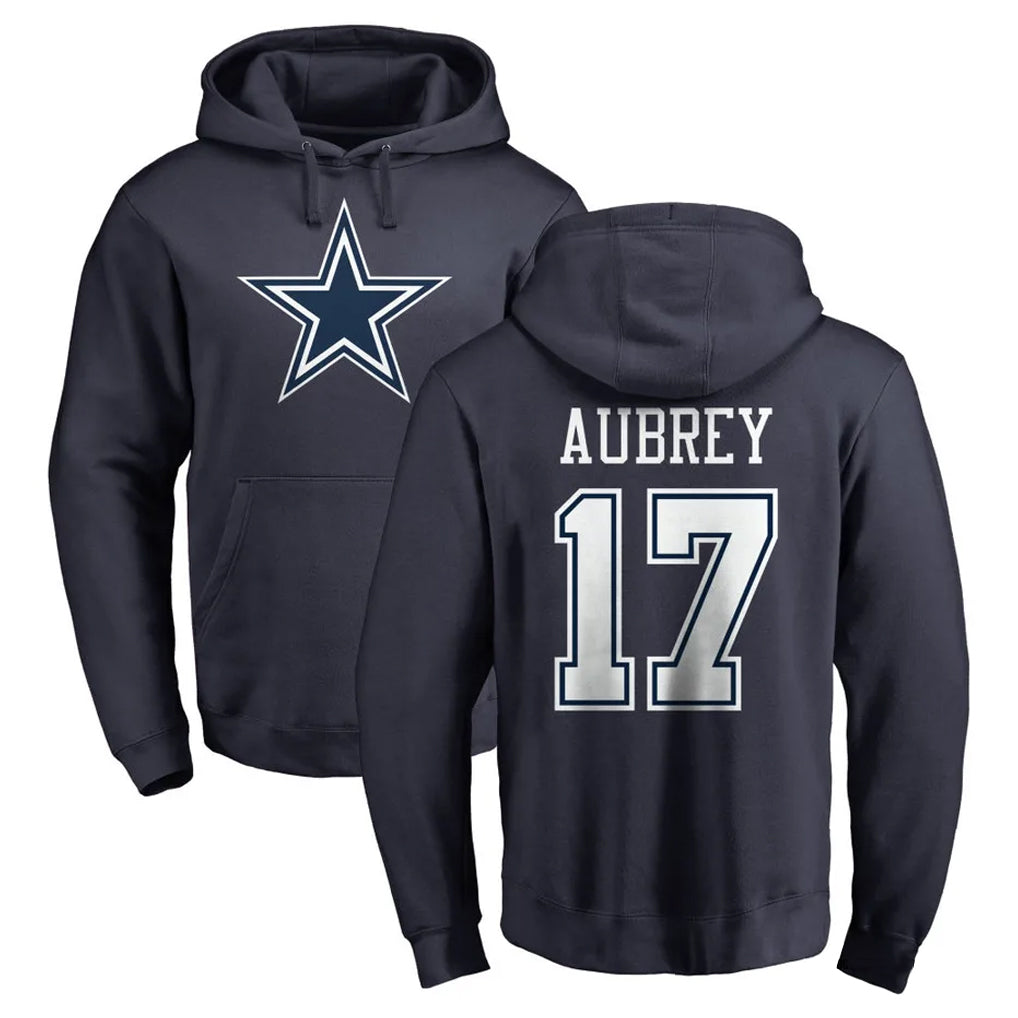 Vanessashop D.Cowboys #17 Brandon Aubrey Player Navy Pullover Hoodies Limited Stitched Jerseys