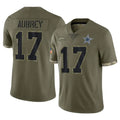 Vanessashop D.Cowboys #17 Brandon Aubrey Player Olive Salute to Service Limited Game Stitched Jerseys