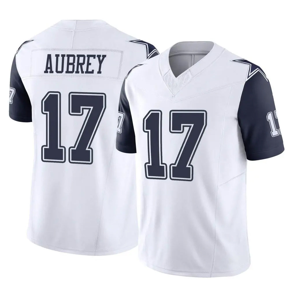 Vanessashop D.Cowboys #17 Brandon Aubrey Player White-Navy Limited Vapor F.U.S.E. Home Game Stitched Jerseys