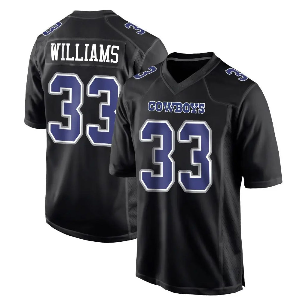Vanessashop D.Cowboys #33 Javonte Williams Player Carbon Black Fashion Home Game Stitched Jerseys