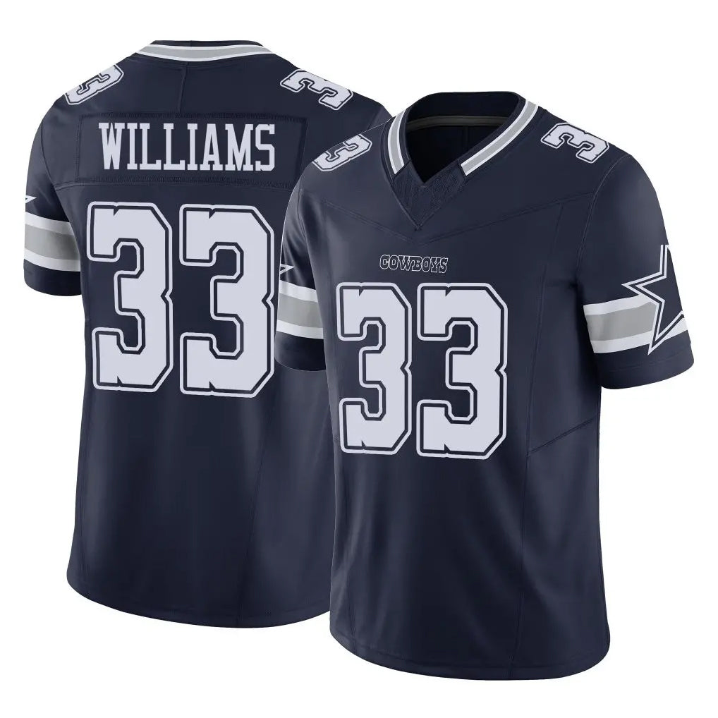Vanessashop D.Cowboys #33 Javonte Williams Player Navy Limited Vapor F.U.S.E. Home Game Stitched Jerseys