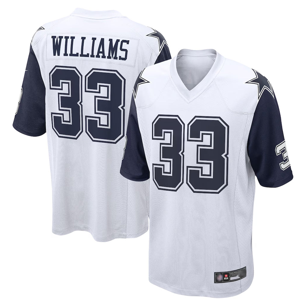 Vanessashop D.Cowboys #33 Javonte Williams Player White-Navy Home Game Stitched Jerseys