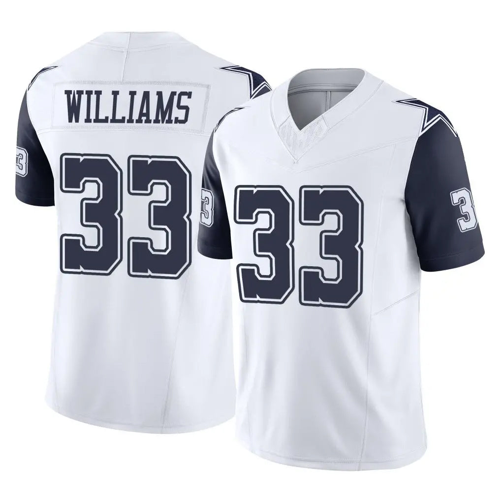 Vanessashop D.Cowboys #33 Javonte Williams Player White-Navy Limited Vapor F.U.S.E. Home Game Stitched Jerseys