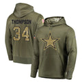 Vanessashop D.Cowboys #34 Jalen Thompson Player Olive Salute to Service Pullover Hoodies Home Game Stitched Jerseys