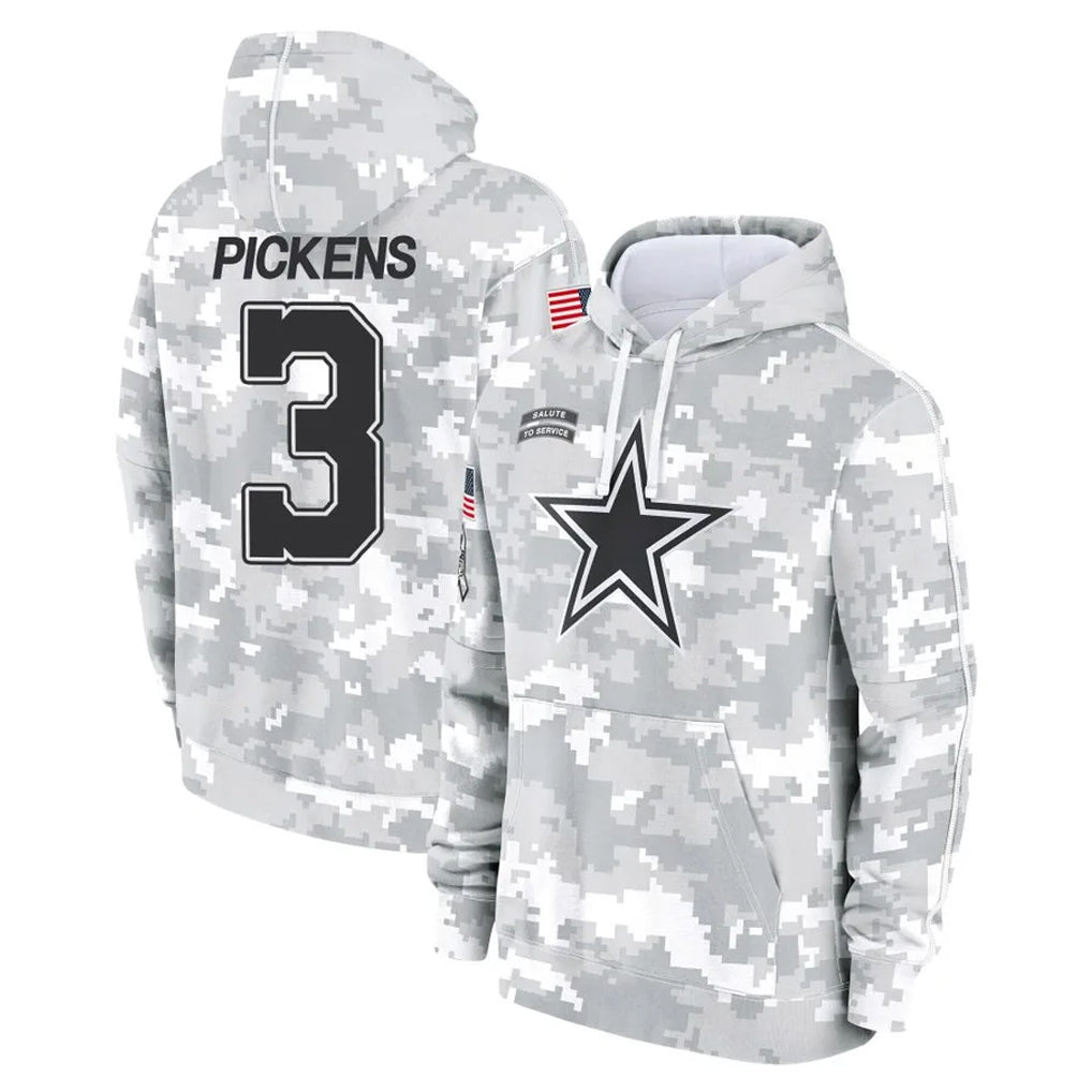 Vanessashop D.Cowboys #3 George Pickens Player Arctic Camo Salute to Service Hoodies Limited Game Stitched Jerseys