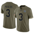 Vanessashop D.Cowboys #3 George Pickens Player Olive Salute to Service Limited Game Stitched Jerseys