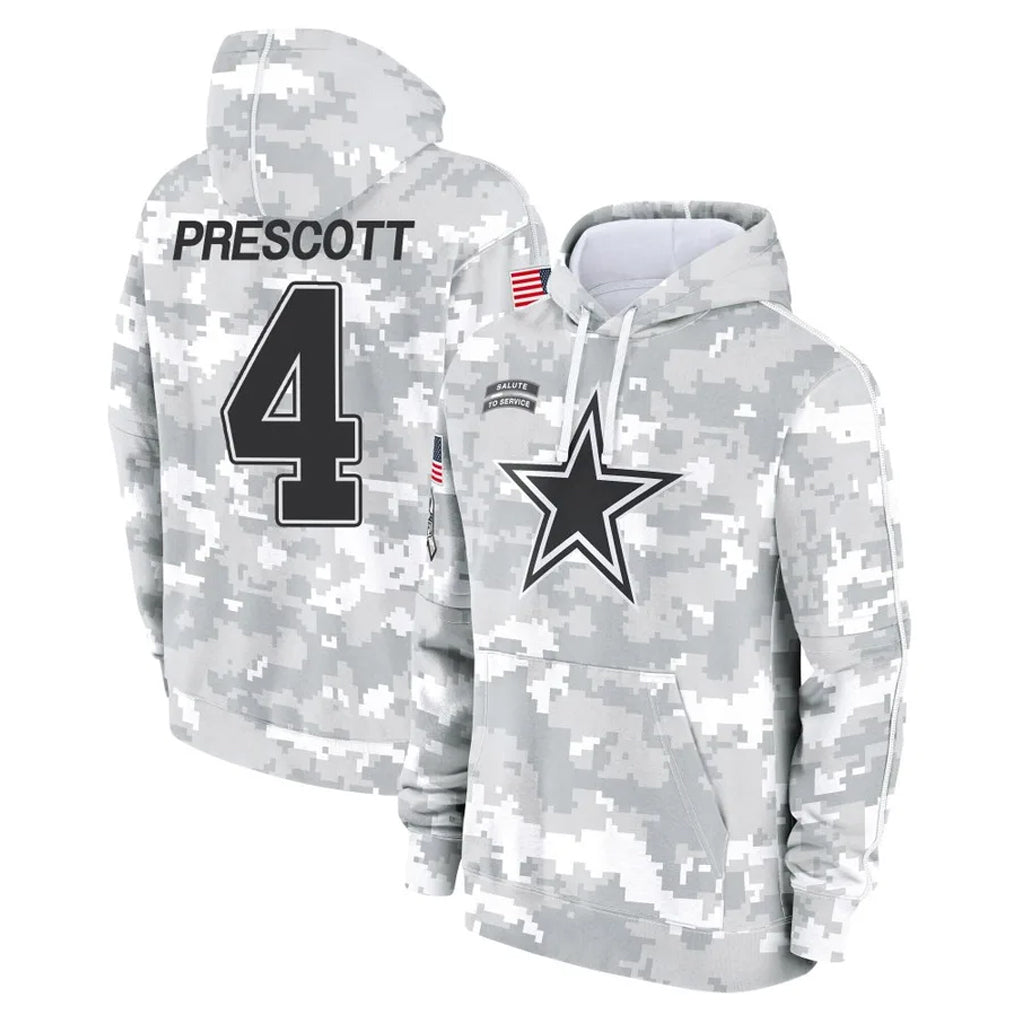 Vanessashop D.Cowboys #4 Dak Prescott Player Arctic Camo Salute to Service Hoodies Limited Game Stitched Jerseys