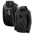 Vanessashop D.Cowboys #4 Dak Prescott Player Black Salute to Service Pullover Hoodies Limited Stitched Jerseys